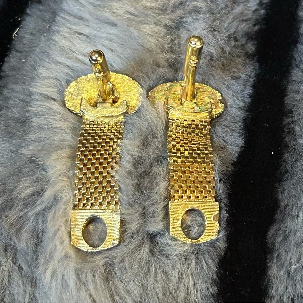 Men’s Vintage Swank marquis cat eye glass mesh wrap cuff links
